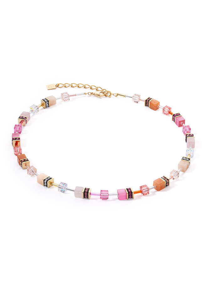 COEUR de LION ketting 4905/1902 Roze/Oranje/Goud Verguld