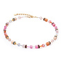COEUR de LION ketting 4905/1902 Roze/Oranje/Goud Verguld