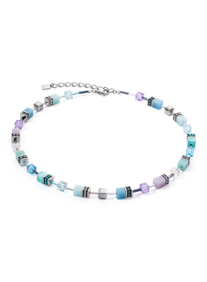 COEUR de LION ketting 2838/2026 Aqua/Lila/Zilverkleurig