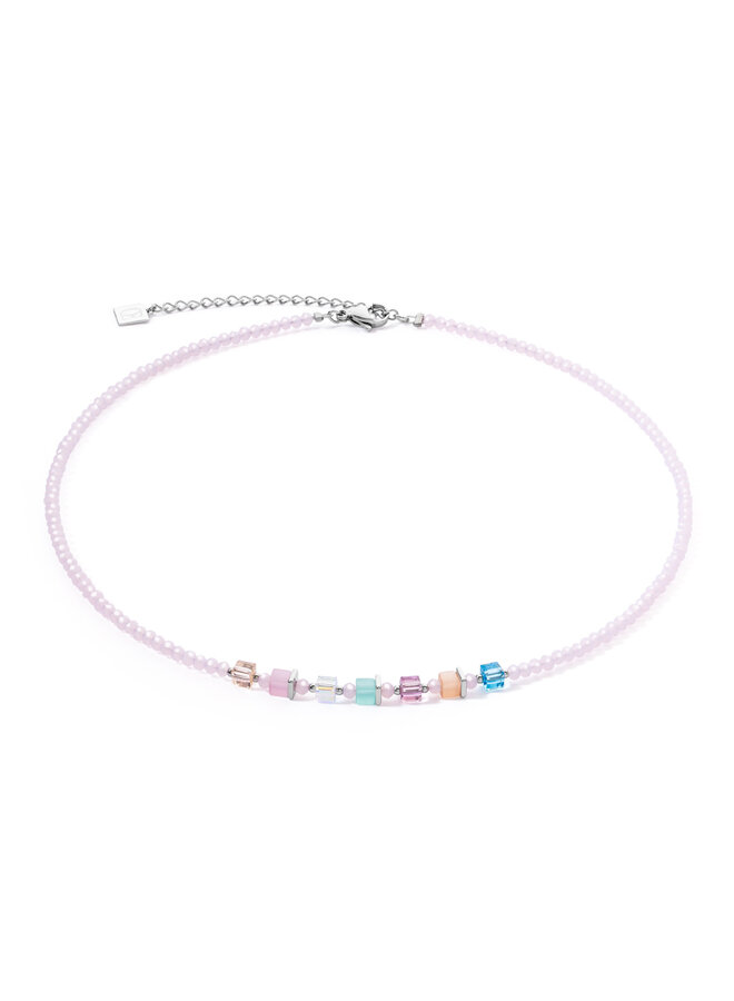 COEUR de LION ketting 4357/1519 Multicolour Roze/Zilverkleurig