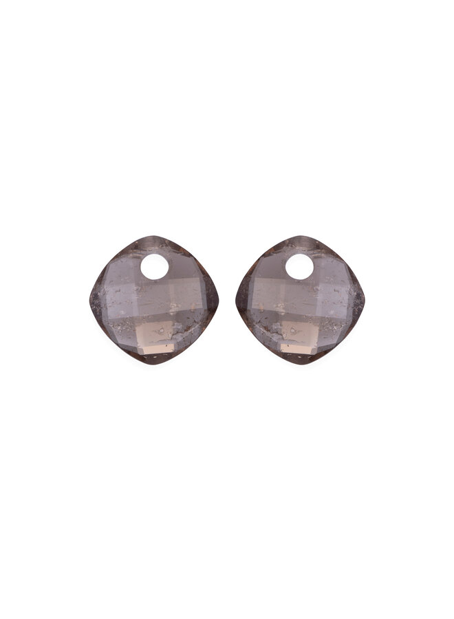 Sparkling Jewels oorbel Edelstenen Cushion Cut Smoky Quartz