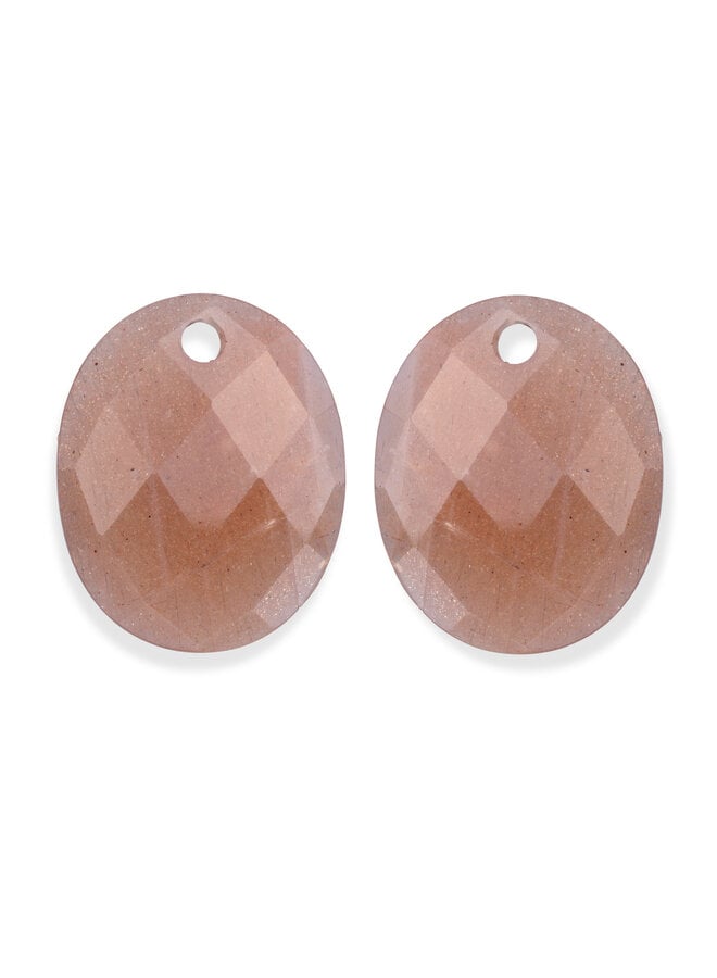 Sparkling Jewels oorbel Edelstenen Round Oval Sunstone