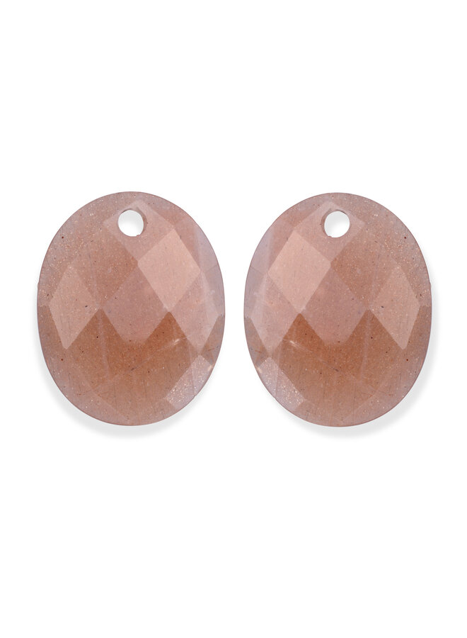 Sparkling Jewels oorbel Edelstenen Round Oval Sunstone