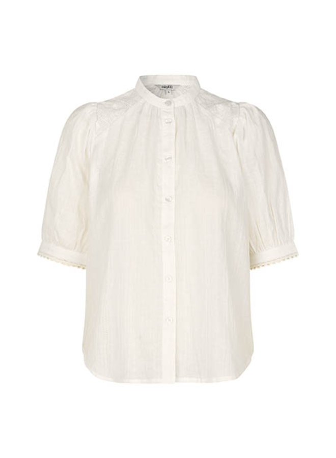 Merllita Relaxed Fit Blouse with Broderie Anglaise Detail by mbyM - Ecru, Tomato Red main image 0