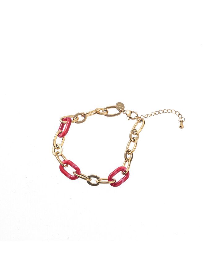 Day & Eve armband B4223-1 Rood/Goudkleurig