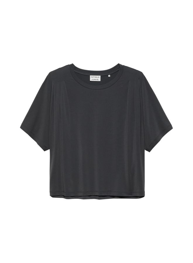 T-shirt Pleated Shoulder Dark Grey