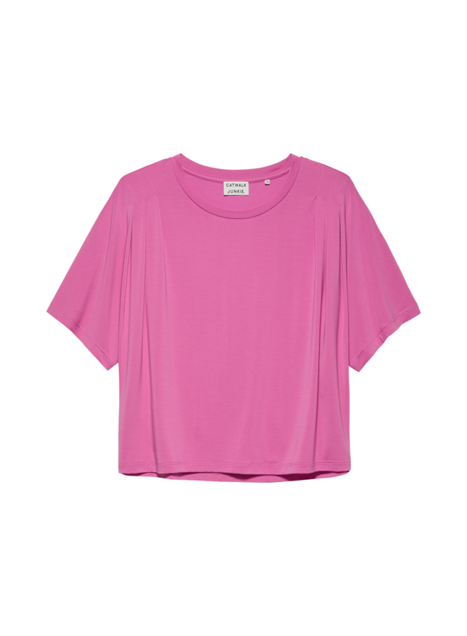 T-shirt Pleated Shoulder Super Pink