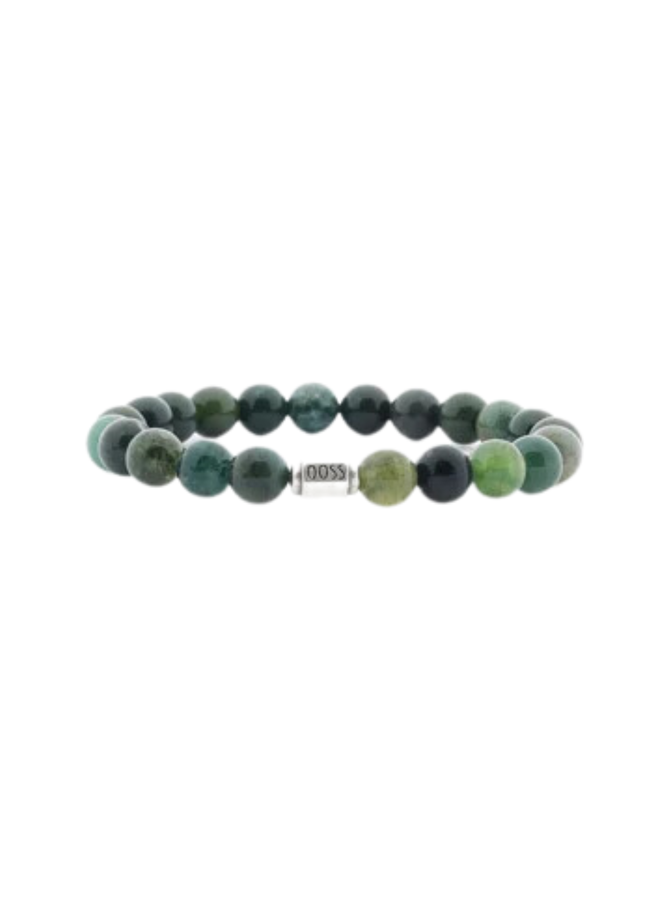 QOSS armband Job Moss Agate/Zilverkleurig