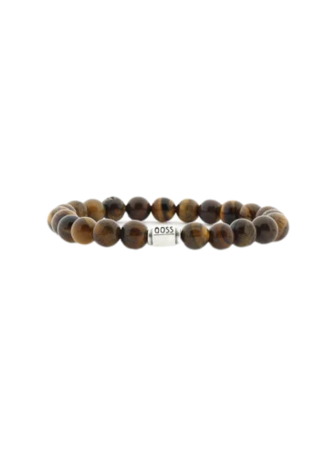 QOSS armband Job Tiger Eye/Zilverkleurig