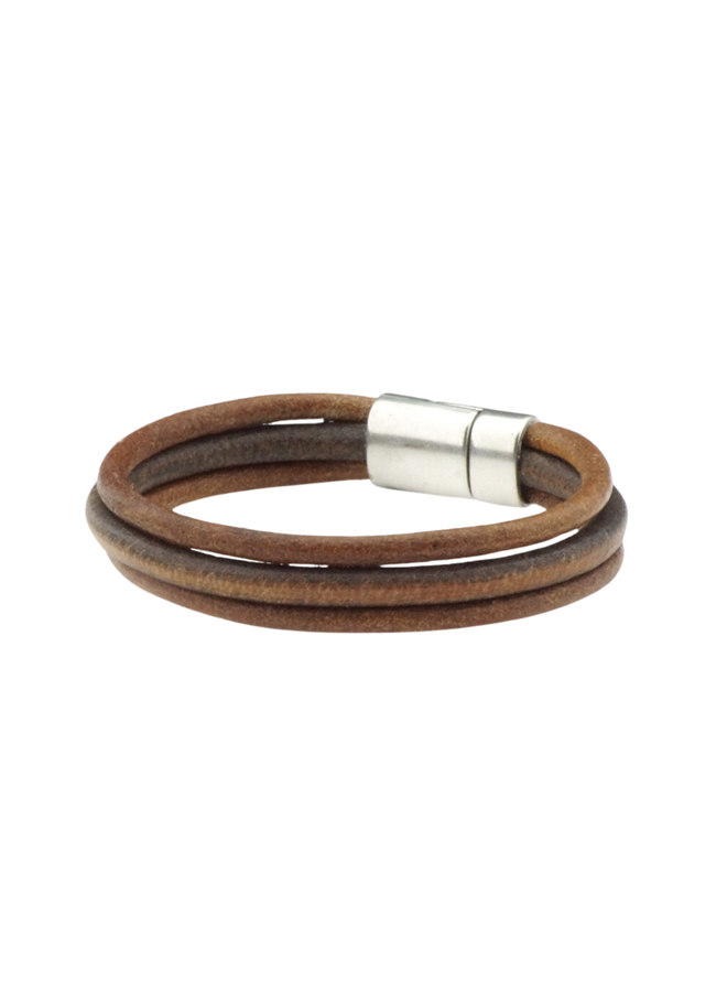 QOSS armband Wout Bruin/Zilverkleurig