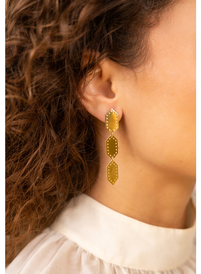 LOTT. oorbellen Hexagon Goud Verguld