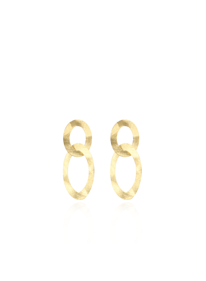 LOTT. oorbellen Double Charm Ovaal Goud Verguld