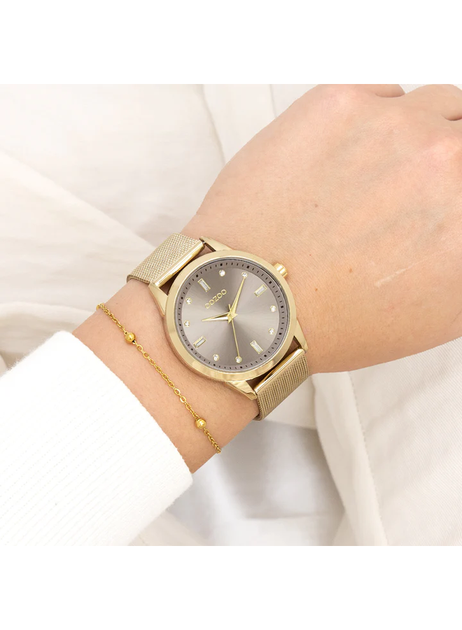 OOZOO Timepieces horloge C11357 Goudkleurig/Taupe