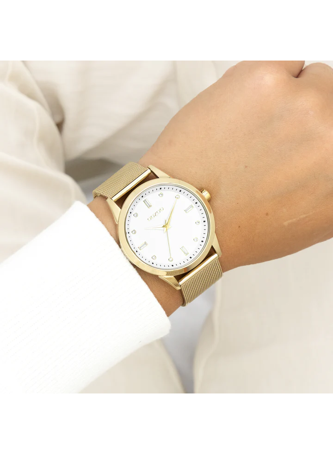 OOZOO Timepieces horloge C11282 Goudkleurig/Wit