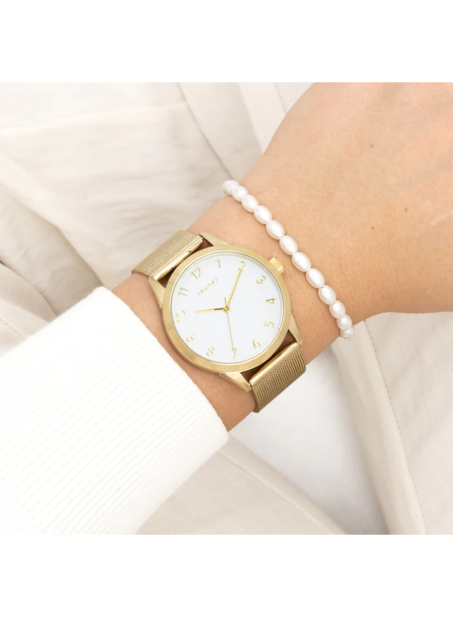 OOZOO Timepieces horloge C11322 Goudkleurig/Wit