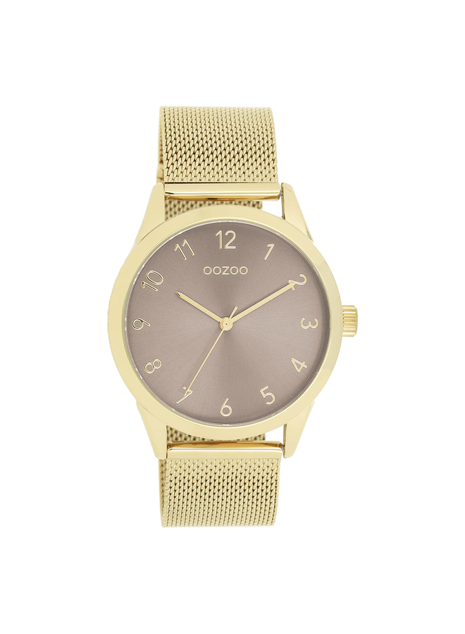 OOZOO Timepieces horloge C11323 Goudkleurig/Taupe