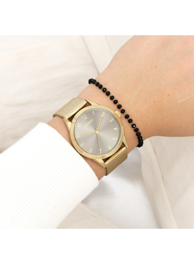 OOZOO Timepieces horloge C11323 Goudkleurig/Taupe
