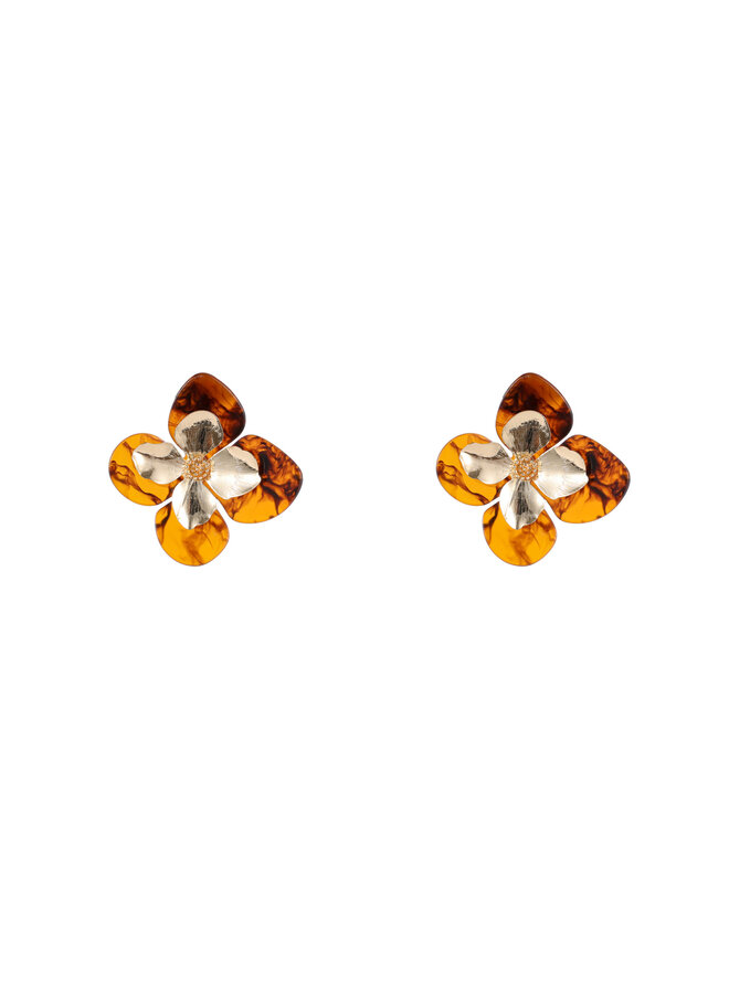 Day & Eve oorbellen E4534-2 Cognac/Goudkleurig