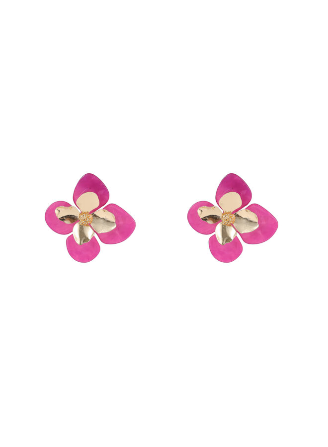 Day & Eve oorbellen E4534-3 Fuchsia/Goudkleurig