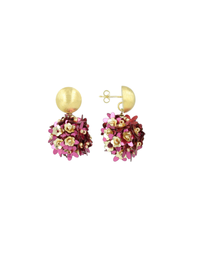 LOTT. oorbellen Daisy Bol S Fuchsia/Goudkleurig/Goud Verguld