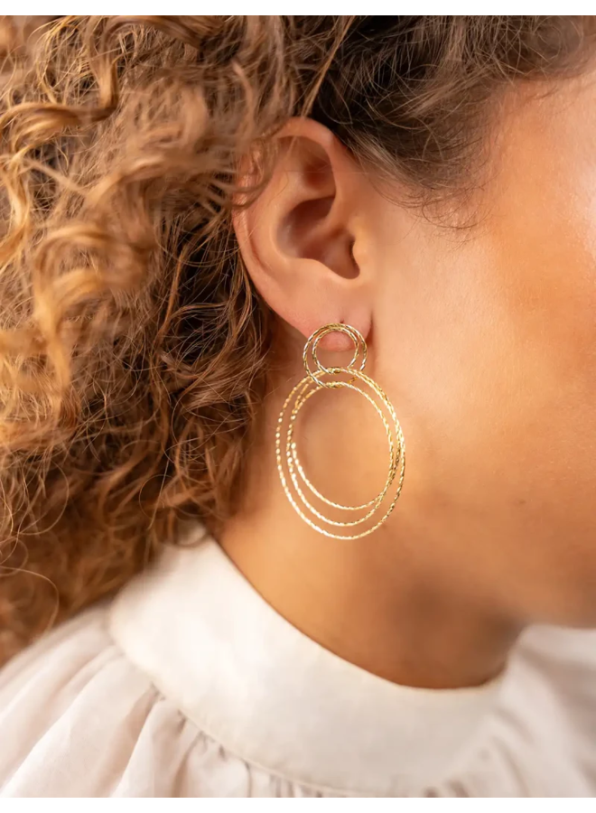 LOTT. oorbellen Triple Hoops Glow L Goud Verguld