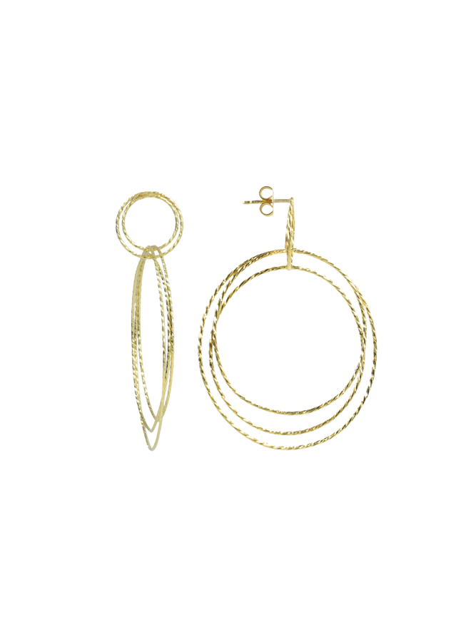 LOTT. oorbellen Triple Hoops Glow L Goud Verguld