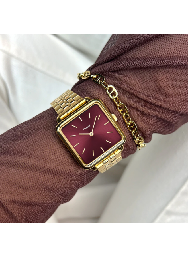 CLUSE horloge La Tétragrone Goudkleurig/Rood