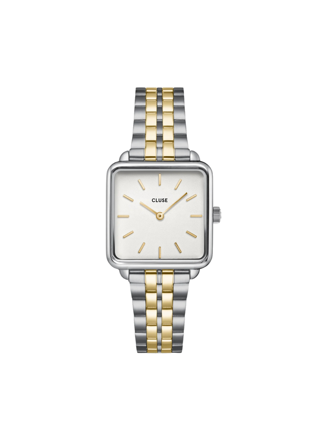 CLUSE horloge La Tétragrone Zilver-/Goudkleurig/Wit