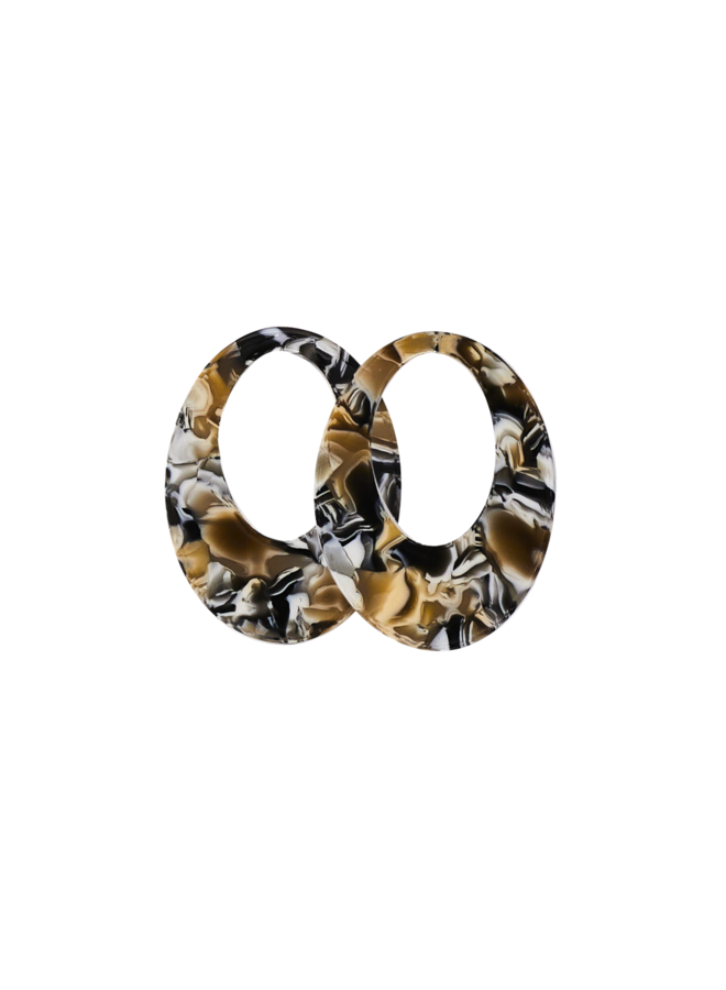 Bauer Basics oorbelhangers Ovaal M Grijs/Beige/Zwart