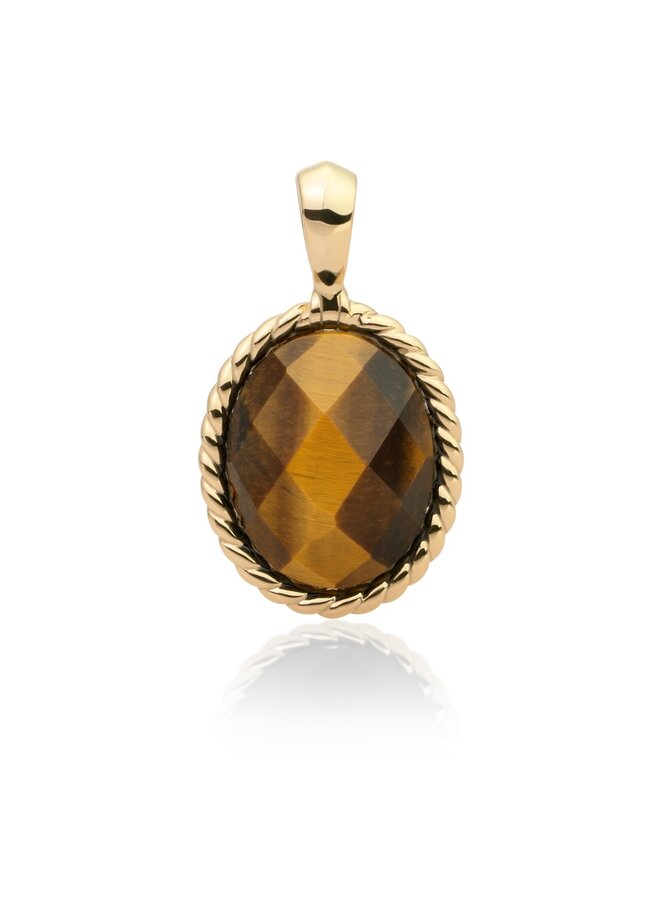 Sparkling Jewels pendant Twist Tiger Eye Goudkleurig