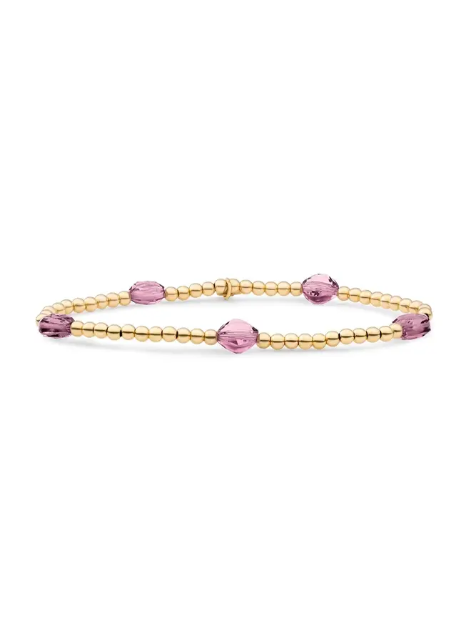 Sparkling Jewels armband Cushion Cut Aubergine Quartz Goudkleurig