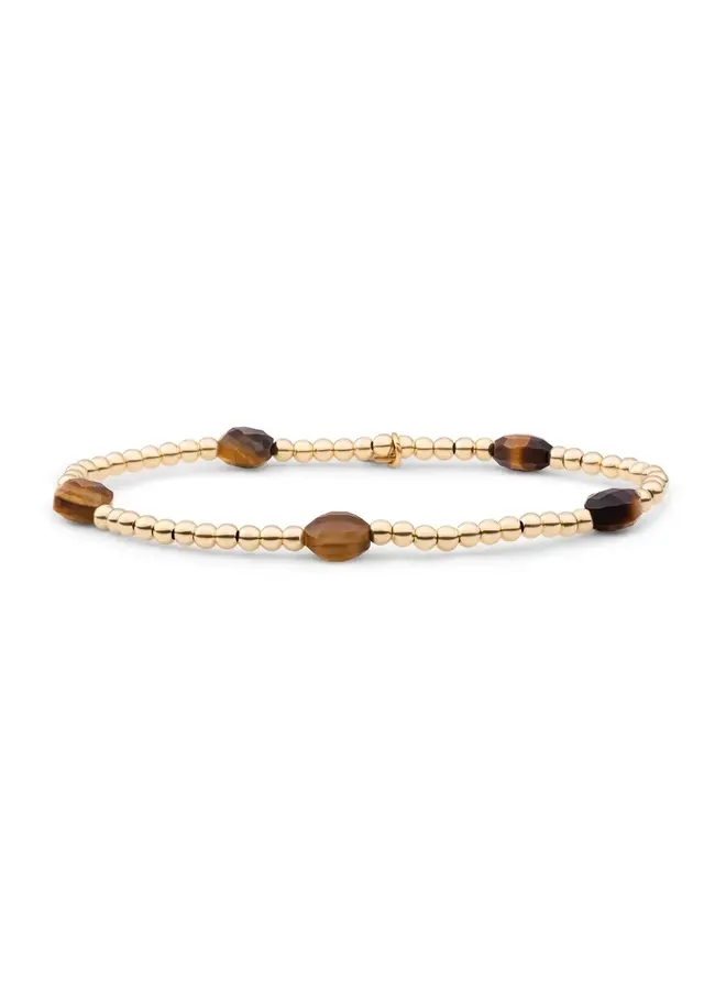 Sparkling Jewels armband Cushion Cut Tiger Eye Goudkleurig