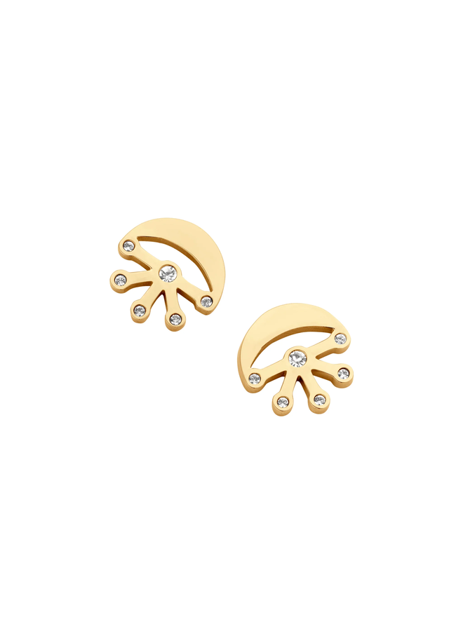 Melano Friends oorbellen Moon And Stars Goudkleurig