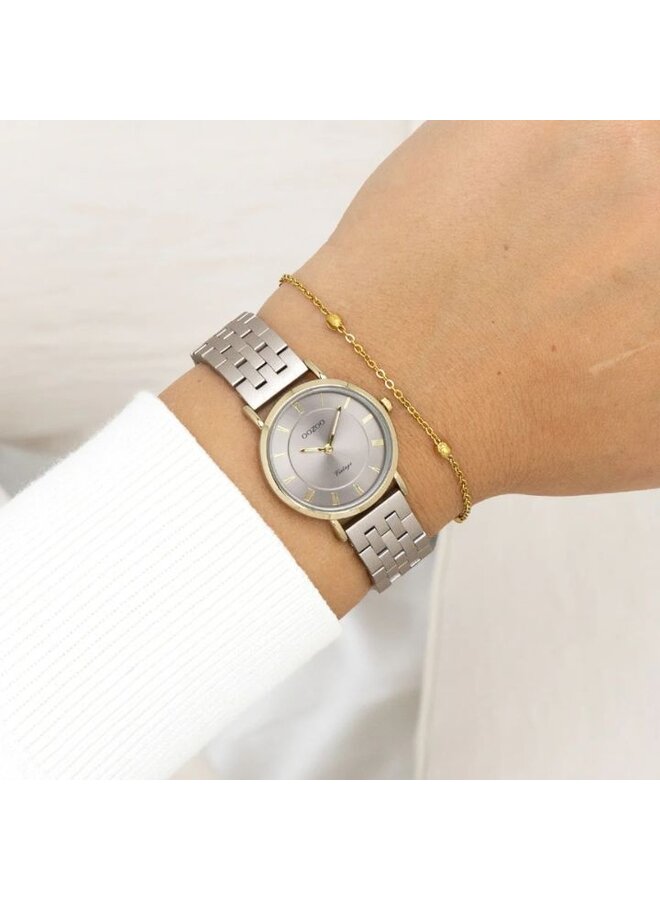 OOZOO Vintage horloge C20375 Taupe/Goudkleurig