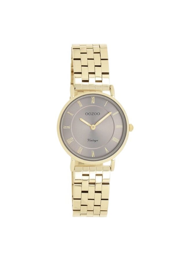OOZOO Vintage horloge C20377 Goudkleurig/Taupe