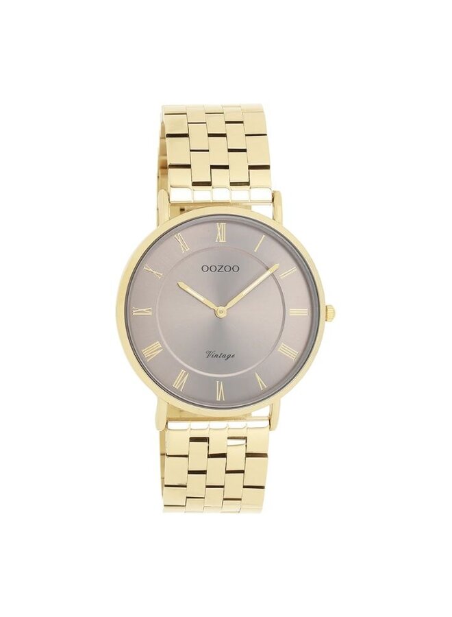 OOZOO Vintage horloge C20370 Goudkleurig/Taupe