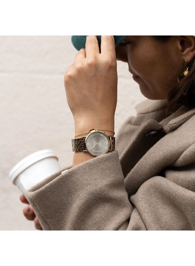 OOZOO Vintage horloge C20370 Goudkleurig/Taupe