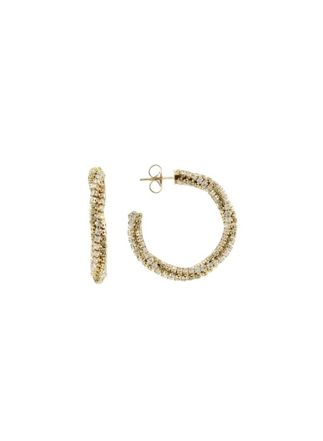 LOTT. oorbellen Stevie Creool M Crystal/Goud Verguld