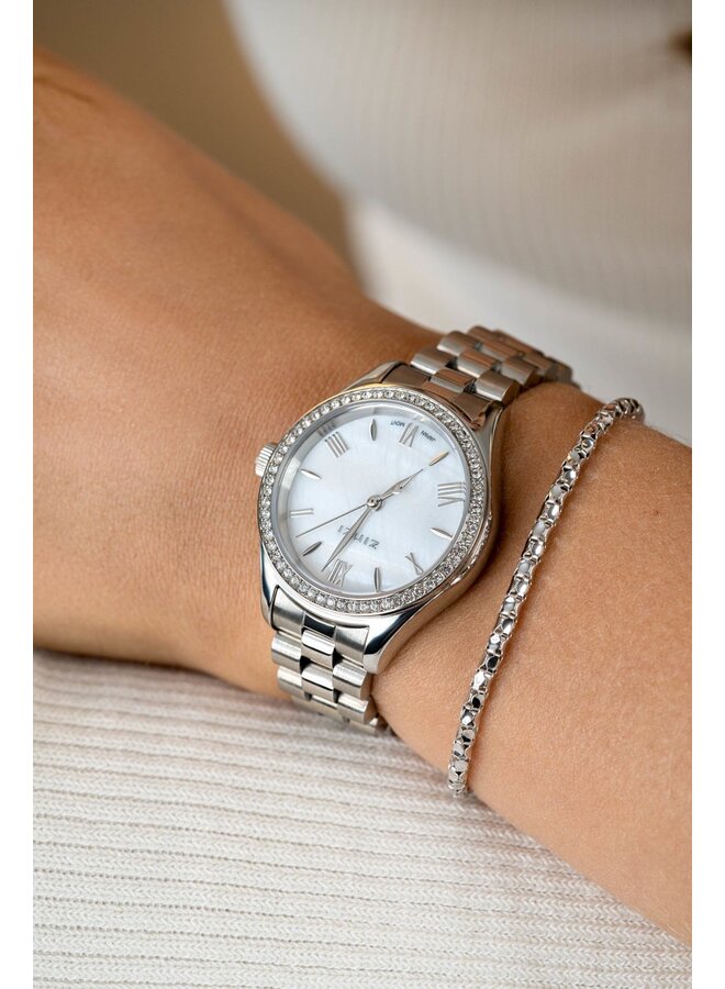 Zinzi horloge Tresor ZIW2417 Zilverkleurig/Parelmoer
