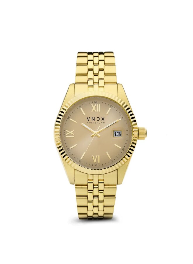VNDX horloge Dare Devil XL MD43008-04 Goudkleurig/Beige