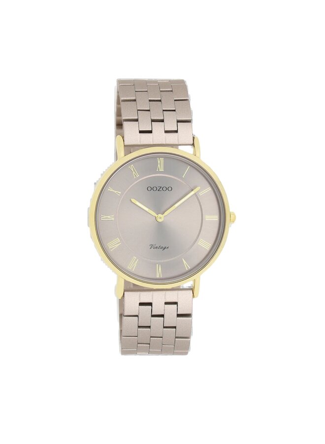 OOZOO Vintage horloge C20368 Taupe/Goudkleurig