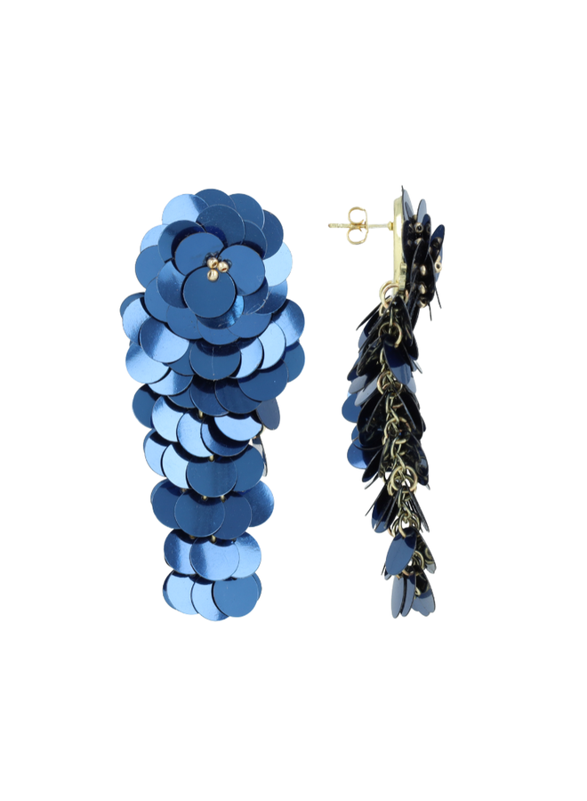 LOTT. oorbellen Sequin Waterval L Kobaltblauw/Goud Verguld