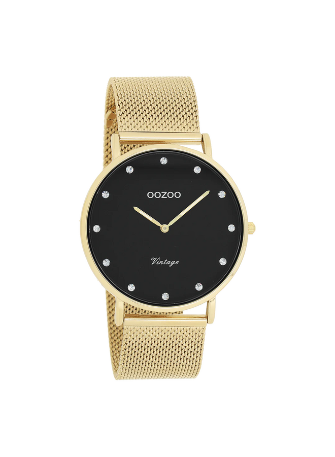OOZOO Vintage horloge C20237 Goudkleurig/Zwart
