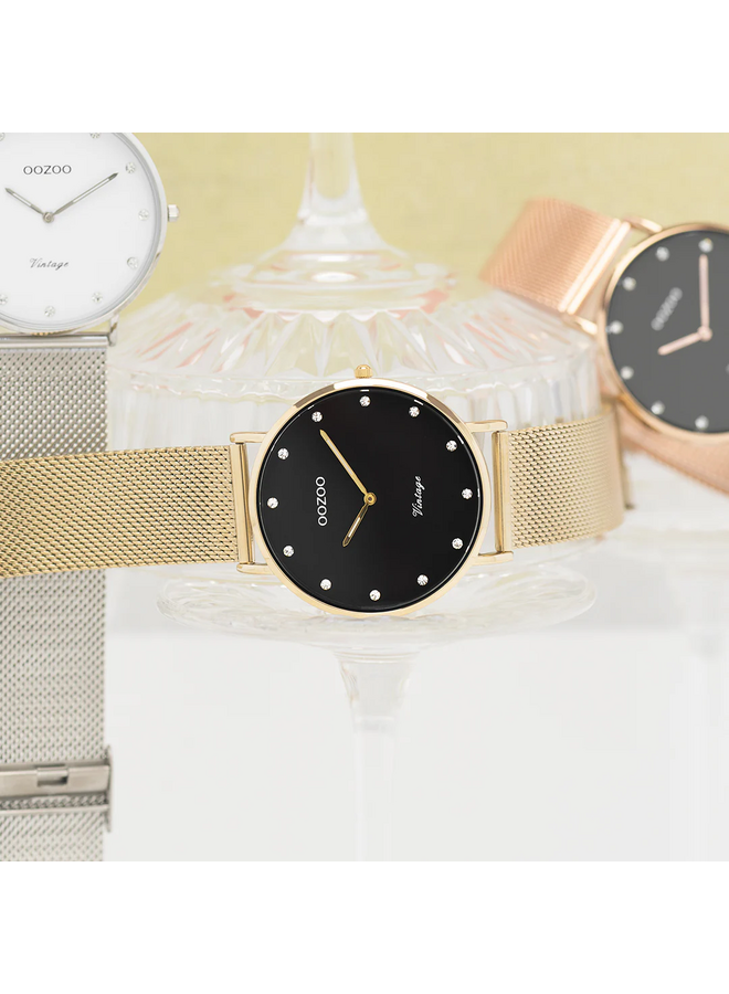 OOZOO Vintage horloge C20237 Goudkleurig/Zwart