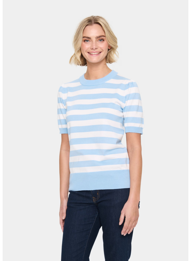 Top MilaSZ Block Stripe Airy Blue