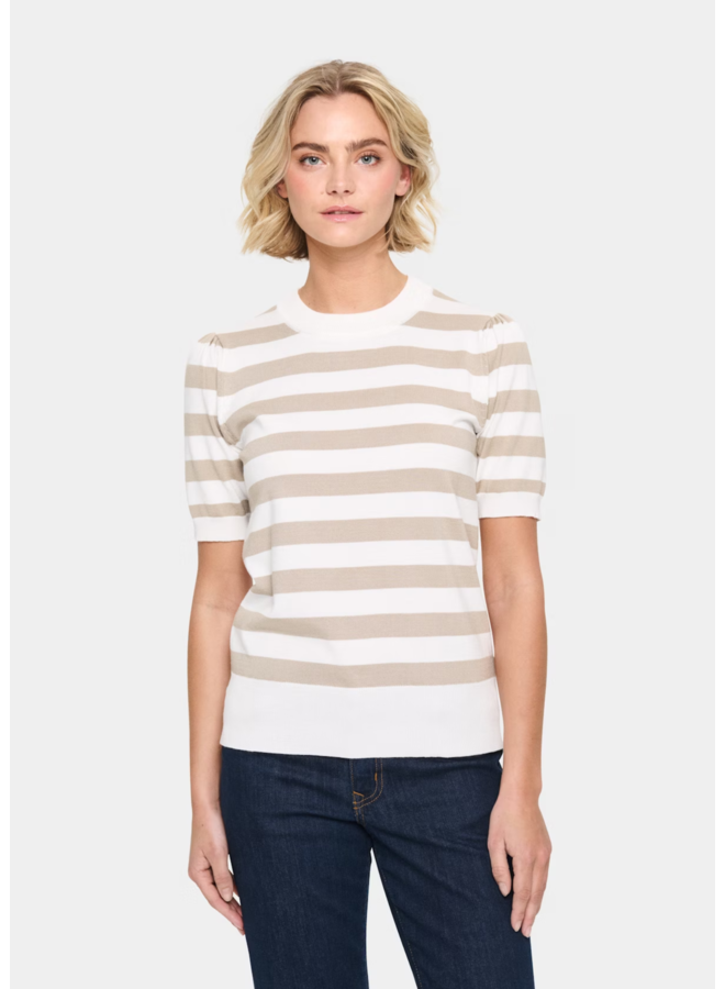 Top MilaSZ Block Stripe Ice/Plaza Taupe