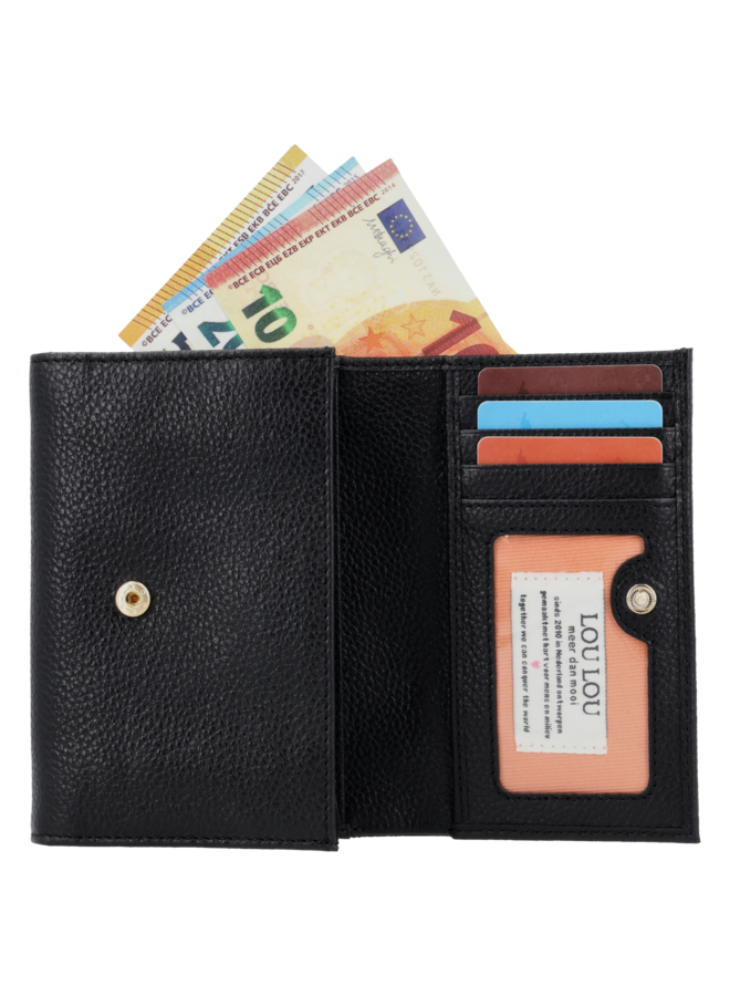 LouLou portemonnee Petite Fleur Zwart/Goudkleurig