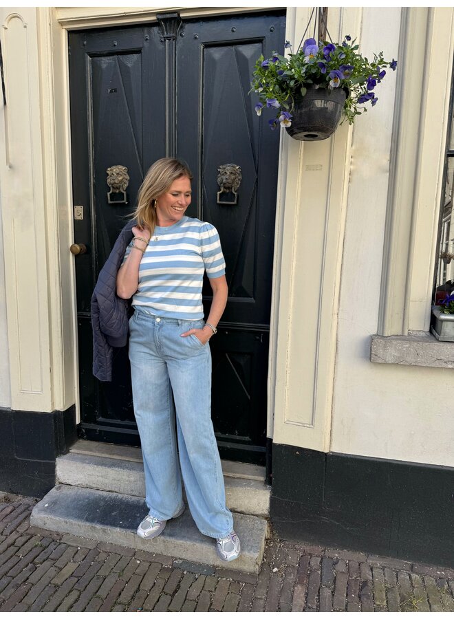 Top MilaSZ Block Stripe Airy Blue