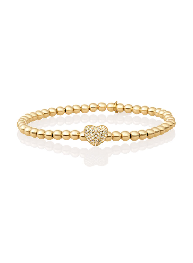 Sparkling Jewels armband Heart Disc White CZ/Goudkleurig