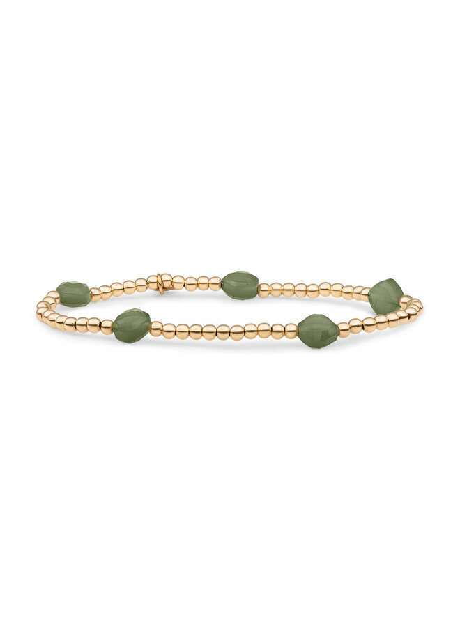 Sparkling Jewels armband Cushion Cut Lime Jade Goudkleurig